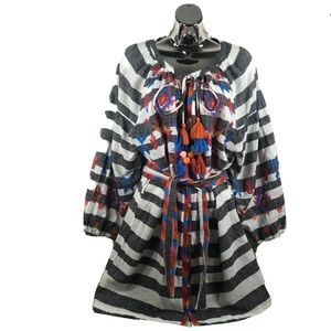 Zara Embroidered Tassle Tunic Dress